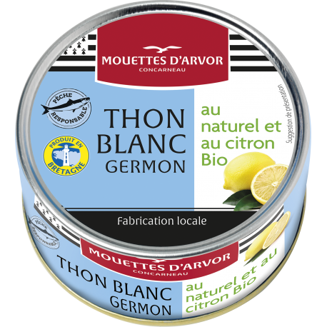 Thon blanc germon au naturel et au citron BIO