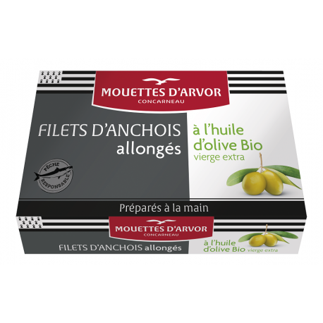 Filets d'anchois allongés à l'huile d'olive vierge extra BIO