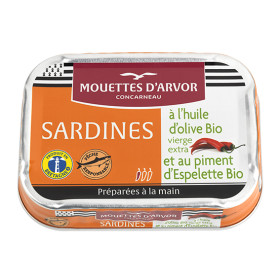 Sardines à l'huile d'olive vierge extra bio et au piment d'Espelette bio